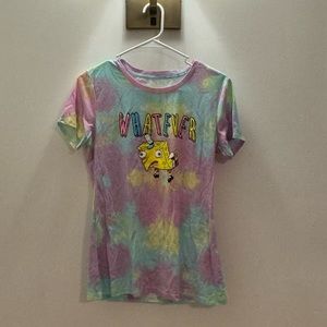 SpongeBob “whatever” rainbow pastel collectible tye dye T shirt